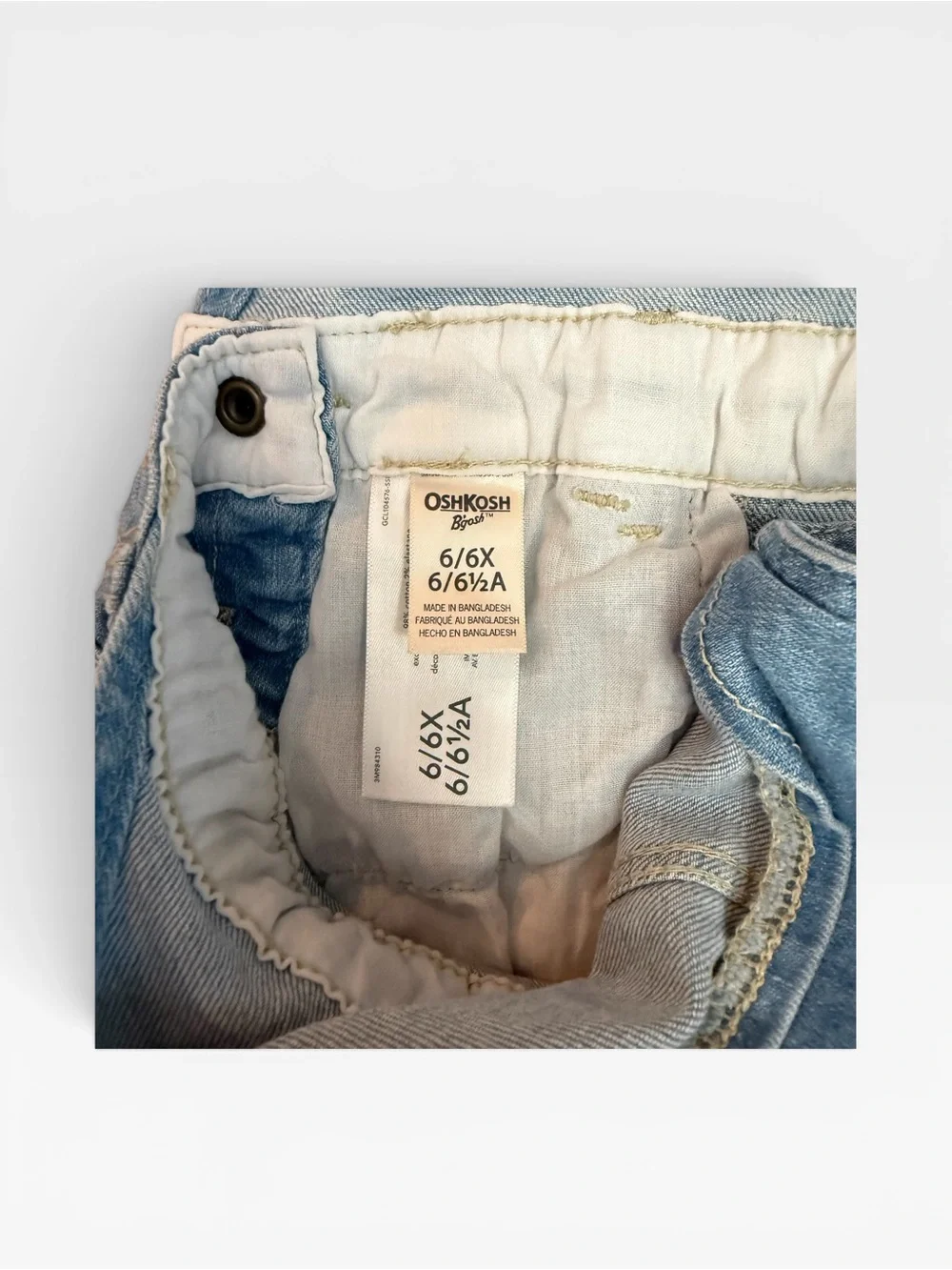 OshKosh B'gosh Light Blue Denim Short Overalls with Lace Trim